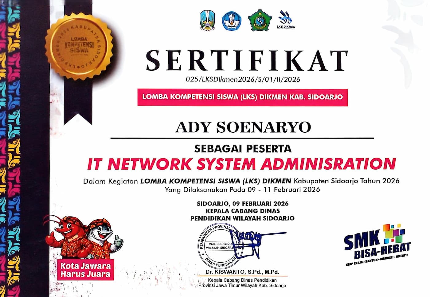 Certificate LKS-ITNSA 2026
